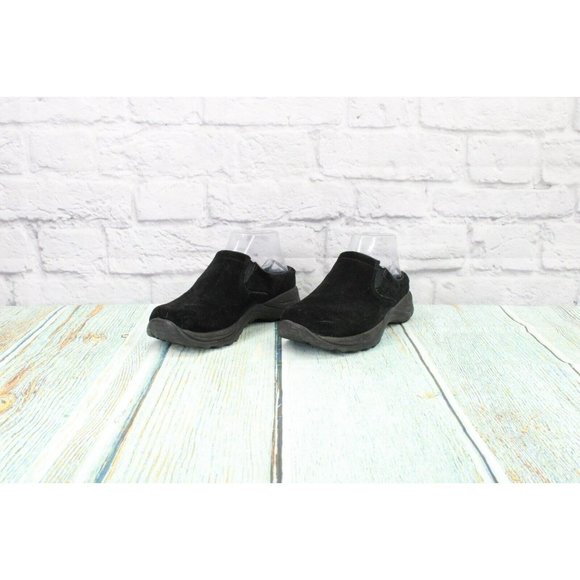 LL Bean  Black Suede Slip-On Casual Mule Clog Shoes Size 6 Wide - Picture 2 of 9